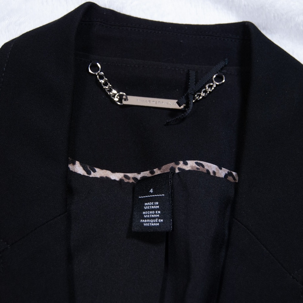 White House‎ Black Market Black One Button Blazer Suit Jacket Size 4 - Picture 3 of 11